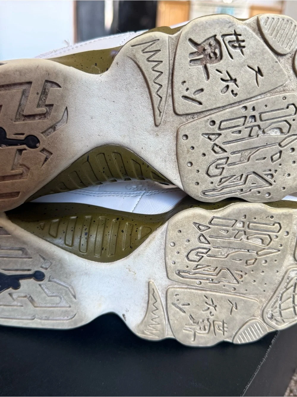 Jordan Kids' White and Olive High-Top Sneakers